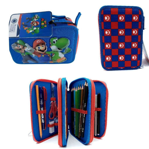 Picture of Super Mario Filled 3 Zip Pencil Case